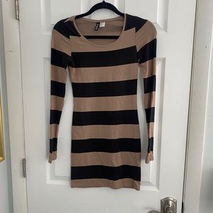 H&M Divided striped tan and black mini dress